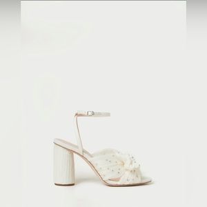 Loeffler Randall Camellia Pearl Rhinestone Bow Heel Sandals Size 9